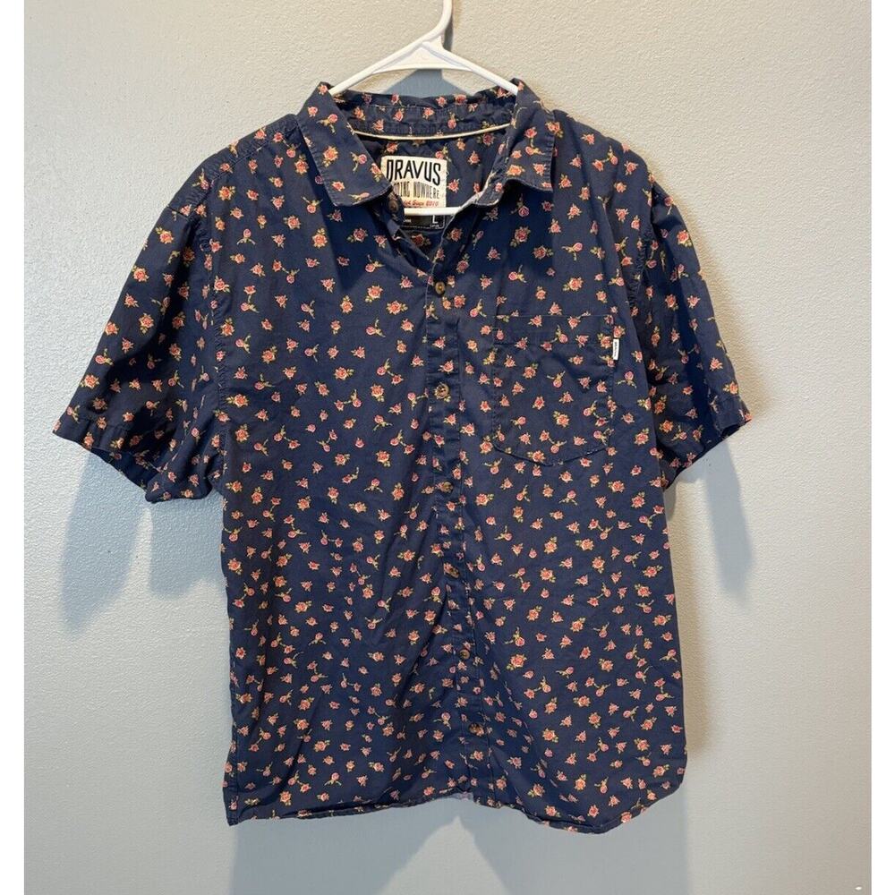DRAVUS Short Sleeve Button Up Button Down Shirt Floral Print Mens Sz Large